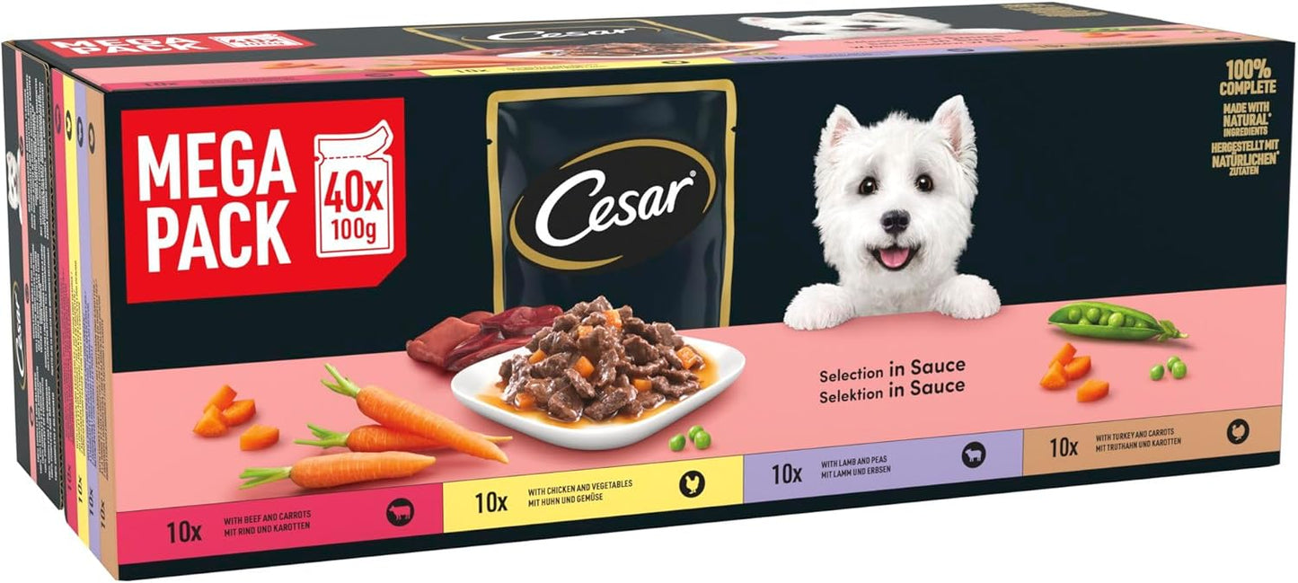 CESAR Adult Dog Pouches Sauce Selection in Gravy 40x100g