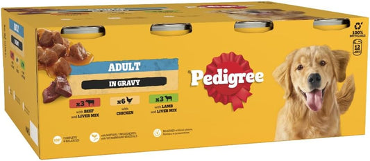Pedigree Adult - Wet Dog Food - for Adult Dogs - Can Mixed Selection in Gravy - 12 x 400 g