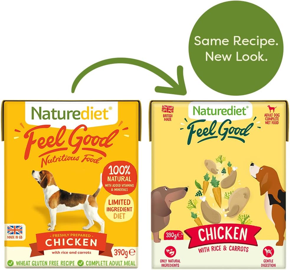Naturediet - Feel Good Wet Dog Food, Natural and Nutritionally Balanced, Chicken, 390g (Pack of 18)