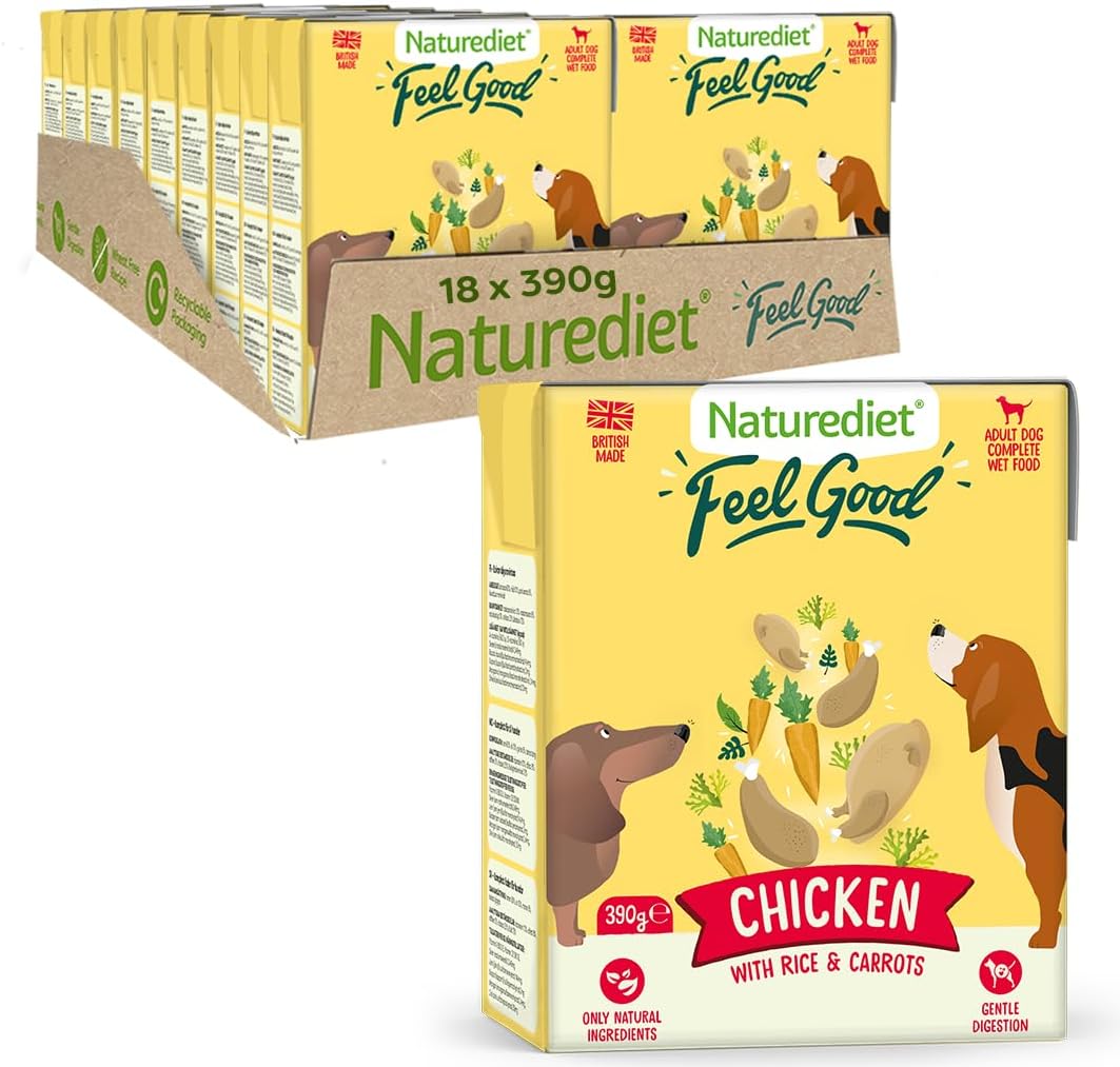 Naturediet - Feel Good Wet Dog Food, Natural and Nutritionally Balanced, Chicken, 390g (Pack of 18)